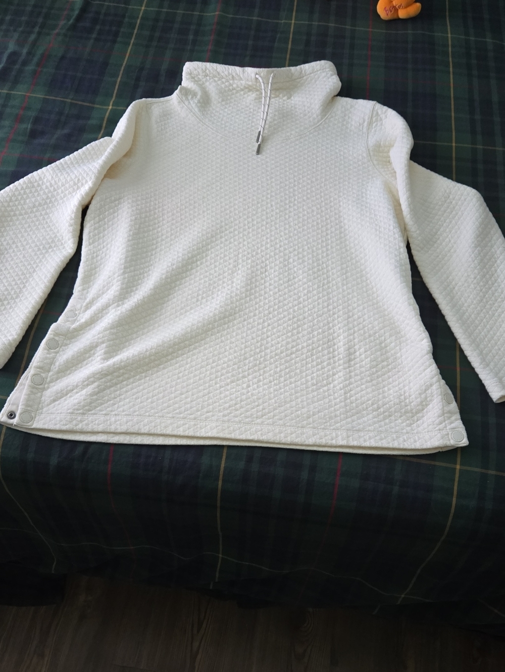 LL Bean Sea Salt Quilted Funnel Neck Pullover